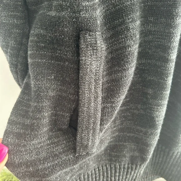 H&M L.O.G.G. dark Grey Hooded Cotton 3/4” Button Up Sweater Hoodie Small - Picture 9 of 11